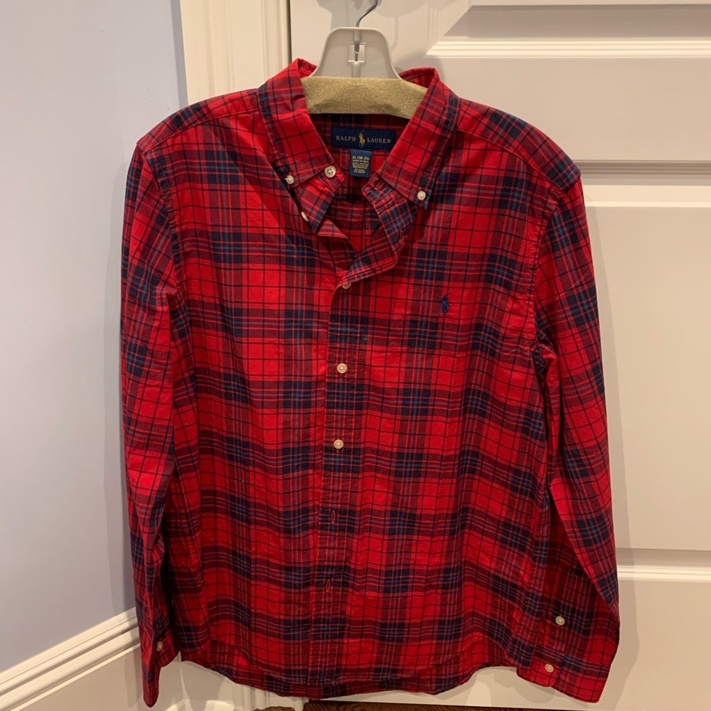 Boys Polo Ralph Lauren Blue/_Red Dress Shirt